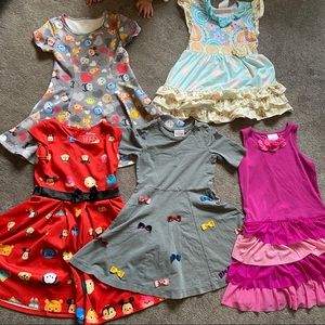 Hannah Andreson girls dress , disney Tsumtsum, kitty and freckles ruffle dress